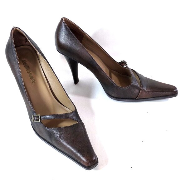 Dollhouse Brown Leather Pumps Size 8 - Picture 1 of 4